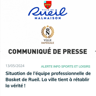 ville rueil-Malmaison basket communiqué