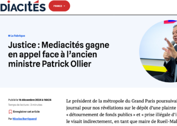 Patrick Ollier perd en appel face au journal Médiacités