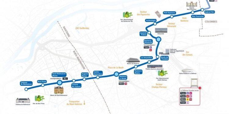Tramway T1 : de Colombes au château de la Malmaison en 2031